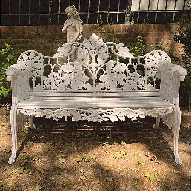 Casa Padrino Barock Gartenbank Weiß 148 cm - Barock Garten Möbel