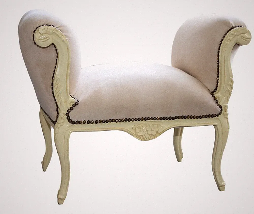 Casa Padrino Barock Schemel Hocker Creme / Creme - Sitzbank Möbel