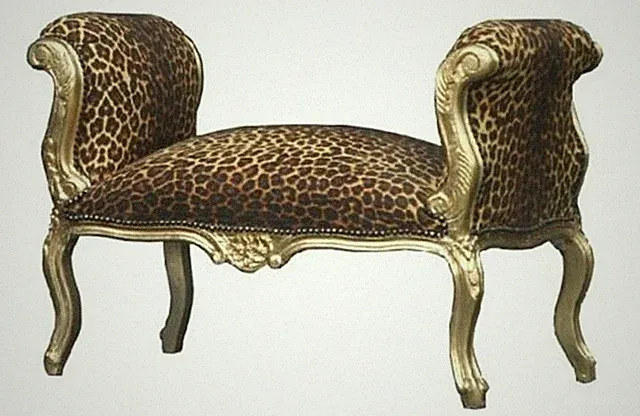 Casa Padrino Barock Schemel Hocker Leopard / Gold - Sitzbank