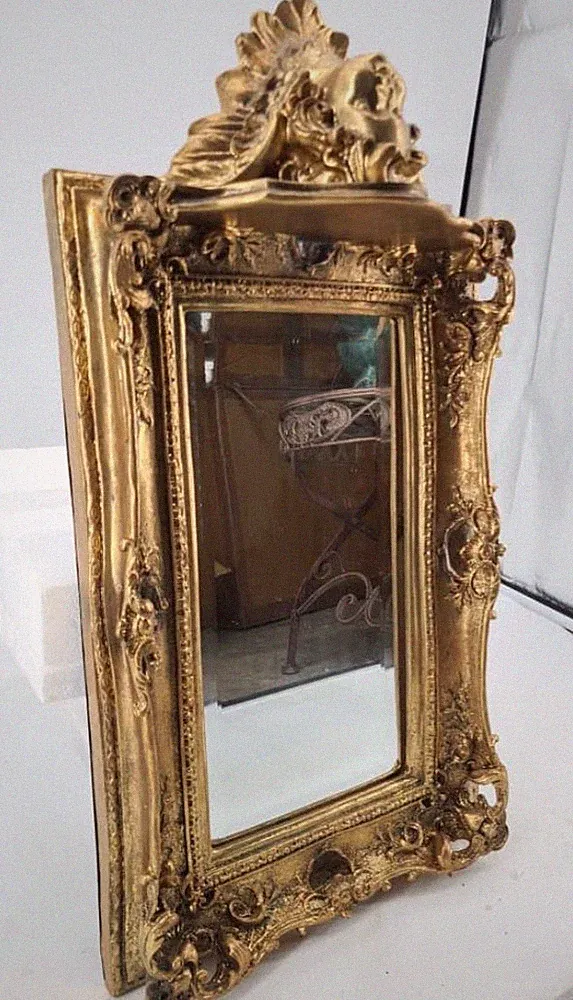 Casa Padrino Barock Spiegel mit Unterbau Konsole Antik Gold H. 68 cm Möbel Deko