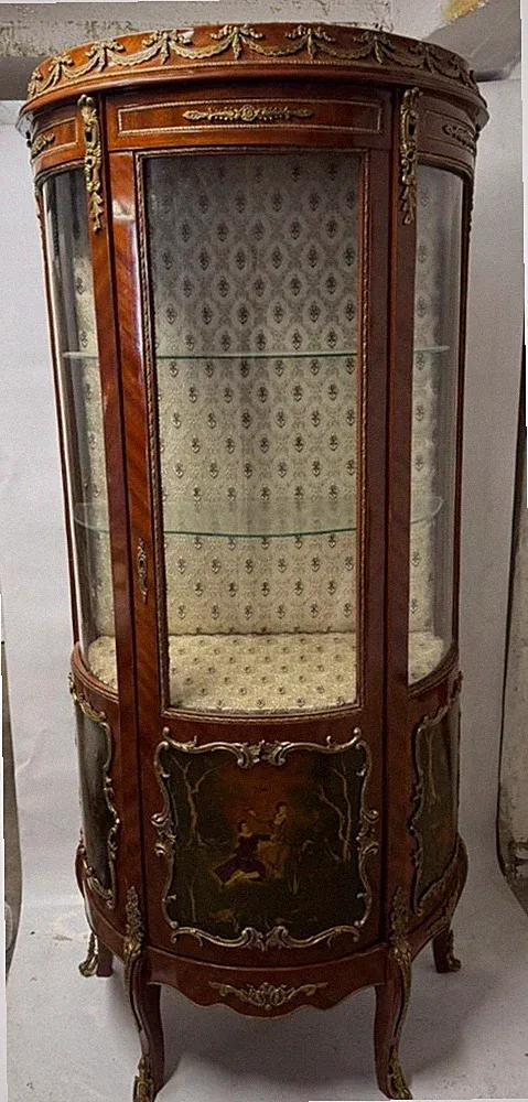 Casa Padrino Barock Vitrine mit Glastür Braun H. 175 cm - Barockstil Möbel