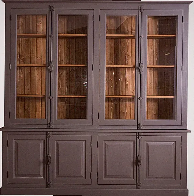 Casa Padrino Landhausstil Wohnzimmer Vitrinenschrank Lilagrau / Braun
