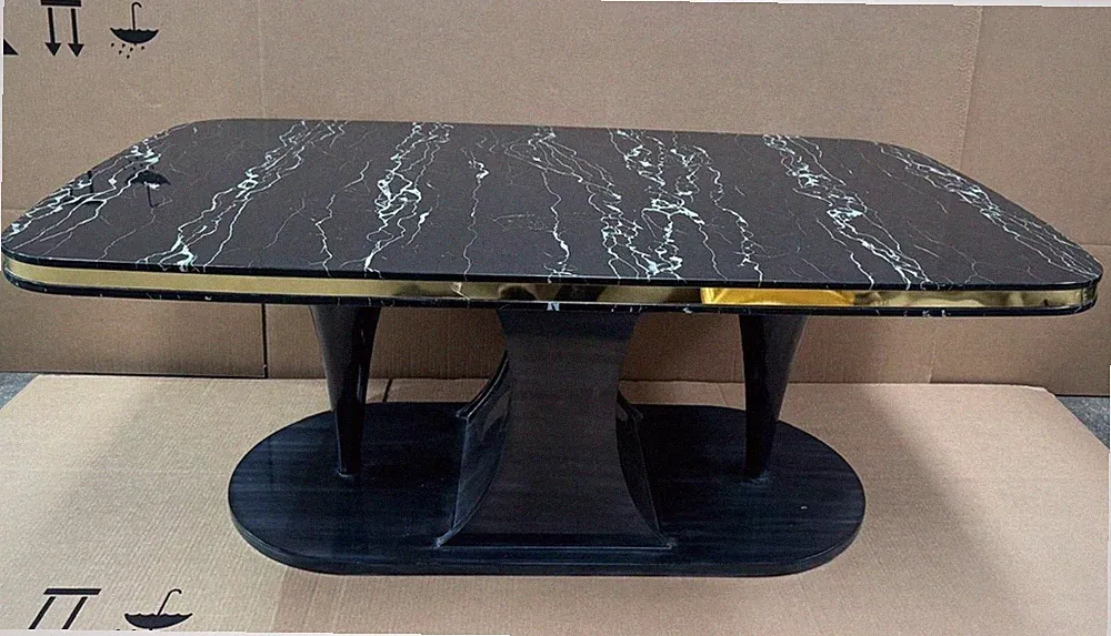 Casa Padrino Luxus Art Deco Couchtisch Schwarz / Gold 120 cm - Wohnzimmer Möbel