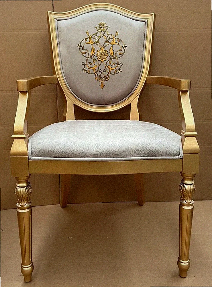 Casa Padrino Luxus Art Deco Esszimmer Stuhl Grau / Gold Möbel Barock