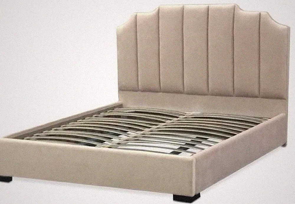 Casa Padrino Luxus Samt Doppelbett Elfenbeinfarben / Schwarz