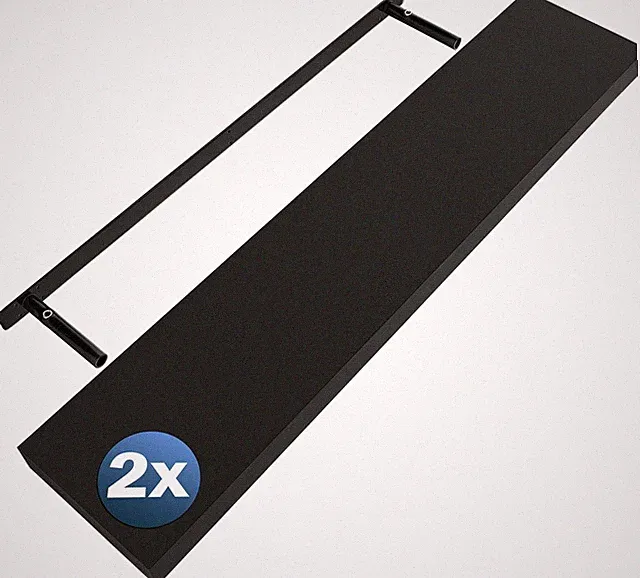 Casaria® 2X Wandregal Holz Schwarz Regal Mit Halterung 15Kg Tragkraft Hängeregal