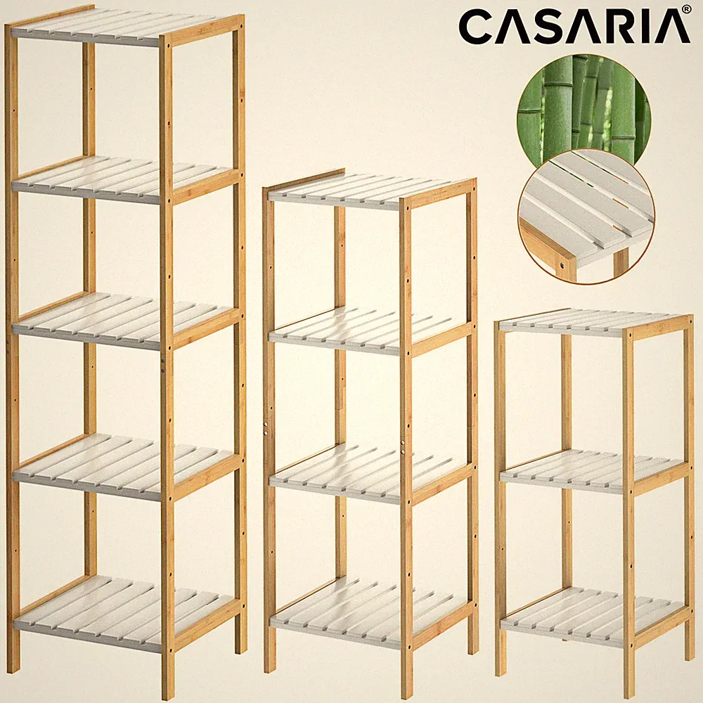 CASARIA® Badezimmer Regal Badregal Holz Bambus Küchenregal Bambusregal Bad Weiß