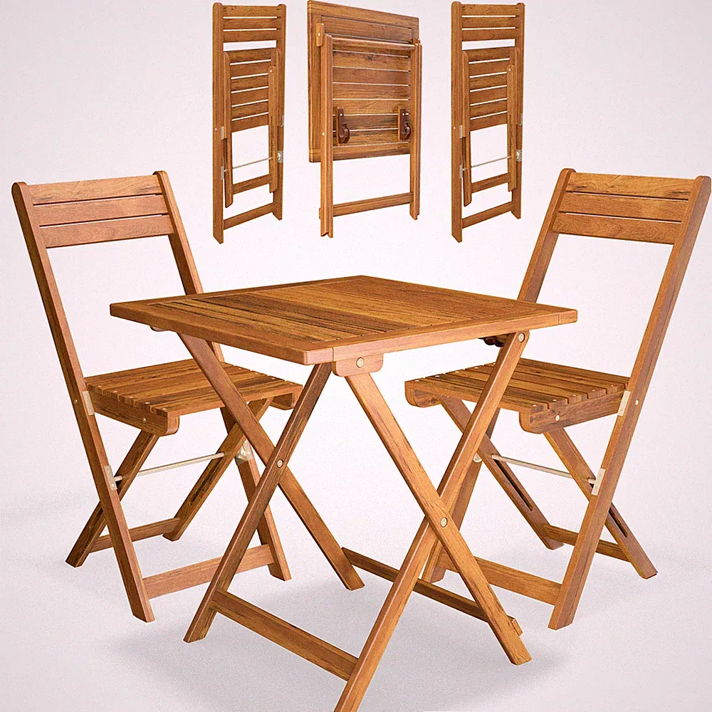 CASARIA® Balkonmöbel Set 3-Tlg Holz Akazie Klappbar Wetterfest Balkon Garten