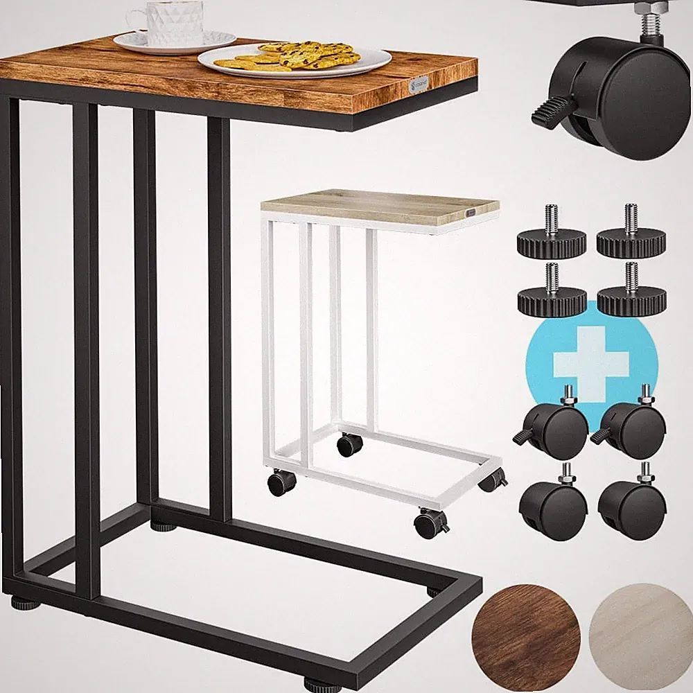 CASARIA® Beistelltisch Sofatisch Kaffeetisch mit Rollen Couchtisch Metall Holz