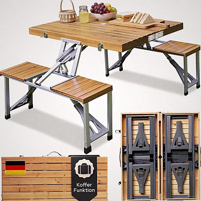 CASARIA® Campingtisch mit Stühlen Klapptisch 4 Personen Klappbar Garten Camping