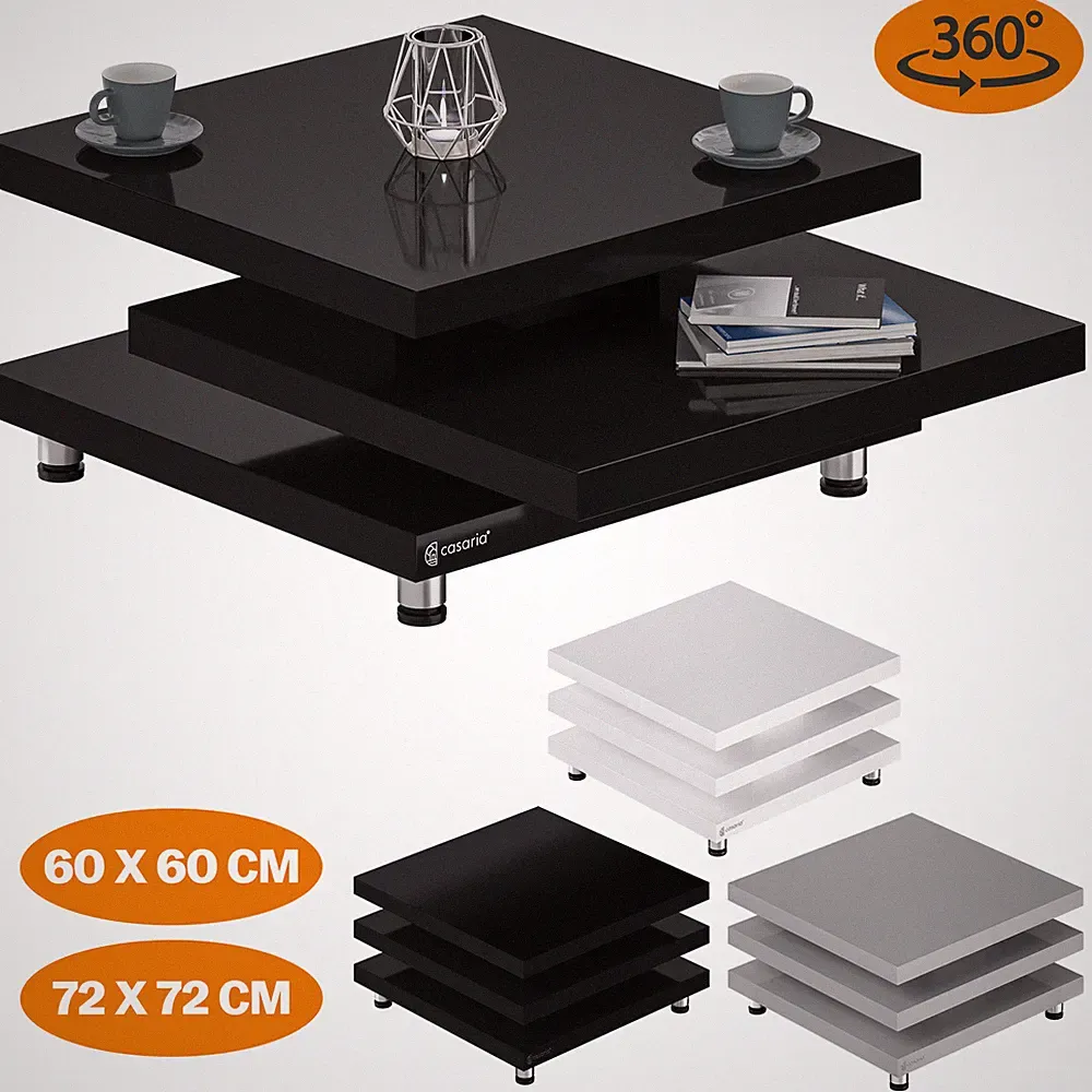 CASARIA® Couchtisch Beistelltisch Hochglanz Modern Drehbar Wohnzimmer Sofa Tisch