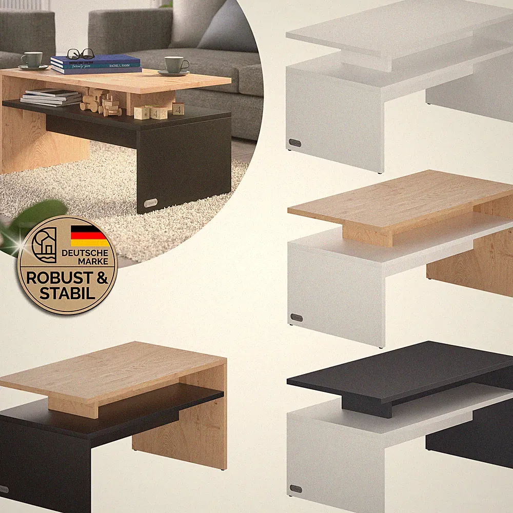CASARIA® Couchtisch Beistelltisch Holz mit Stauraum Modern Wohnzimmer Sofa Tisch
