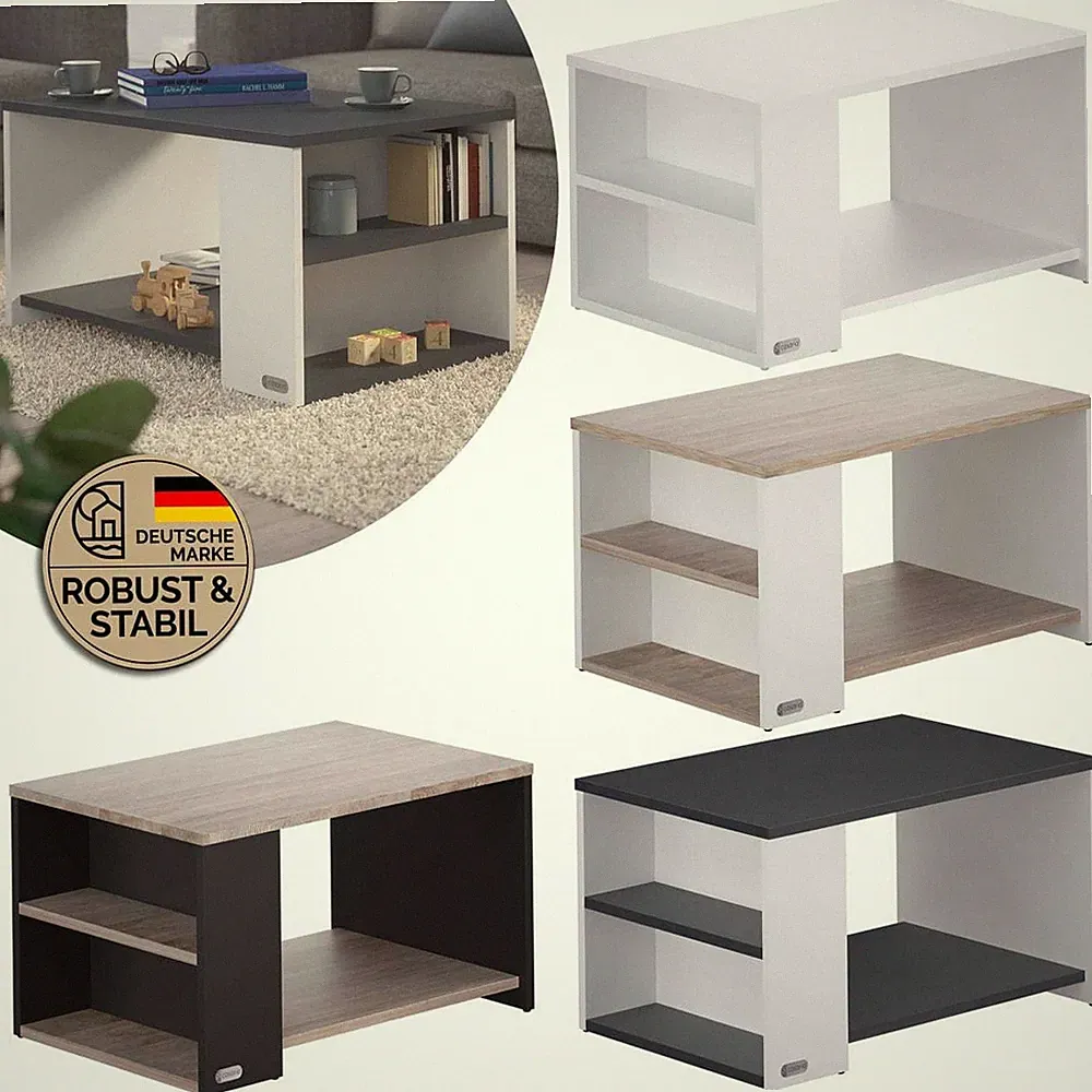 CASARIA® Couchtisch Wohnzimmertisch Beistelltisch Holz mit Stauraum Modern Sofa