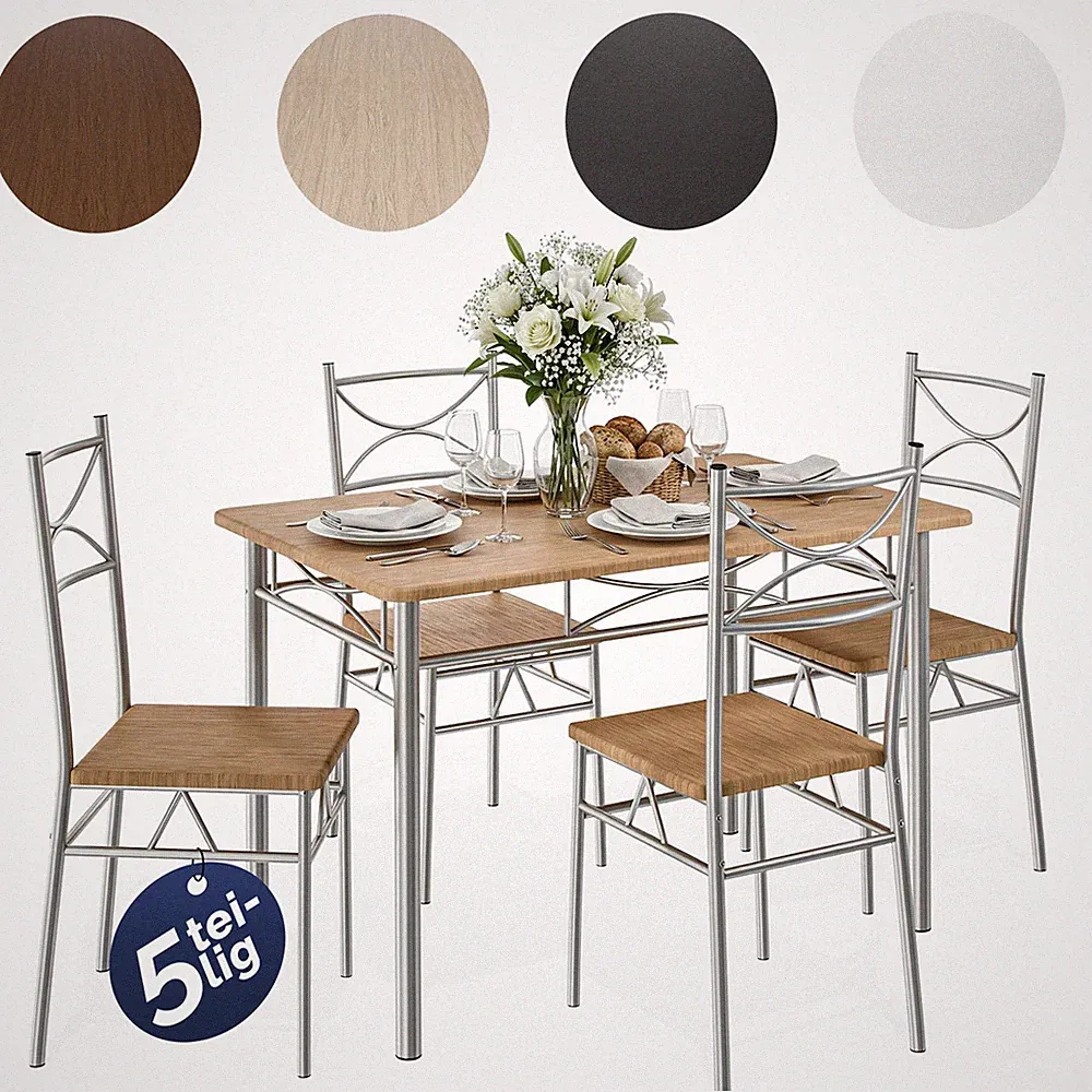 CASARIA® Esstisch Küchentisch mit 4 Stühlen 110x70 cm Essgruppe Tisch Stuhl Set
