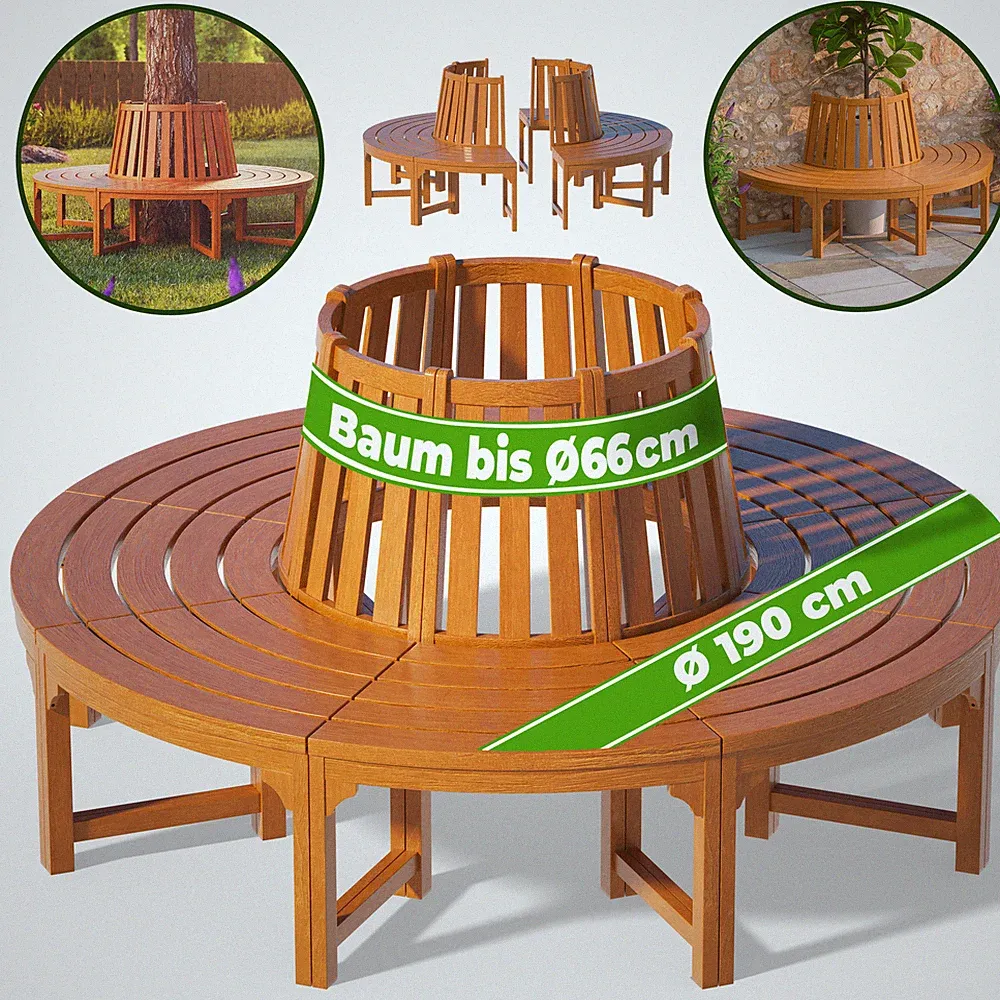 CASARIA® Gartenbank Sitzbank Holz 320kg Belastbarkeit 360° Garten Hauswand Braun