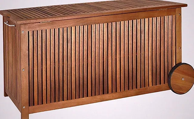 Casaria® Gartenbox Holz 350L Deckel 160Kg Belastbar Räder Griff Innenplane Ablau