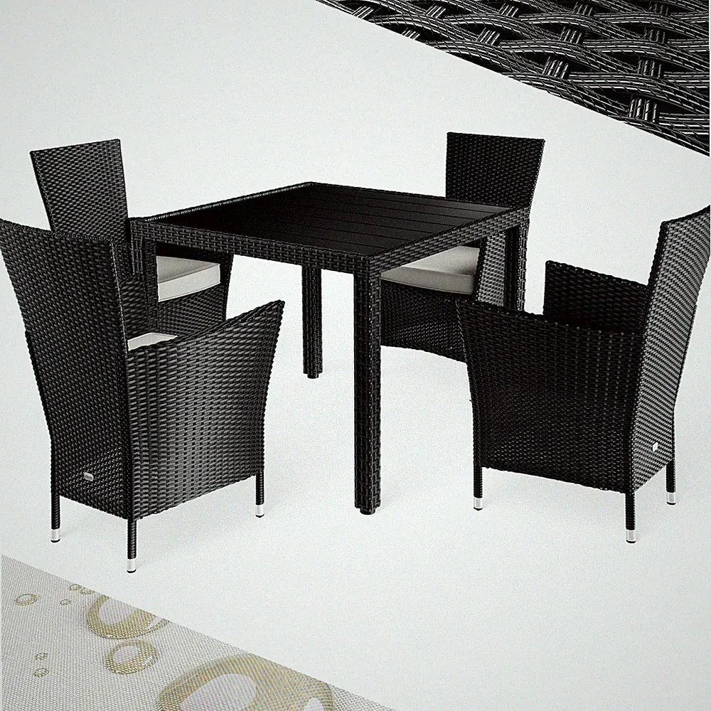 CASARIA® Gartenmöbel Essgruppe Sitzgruppe Polyrattan WPC Balkon Terrasse Set