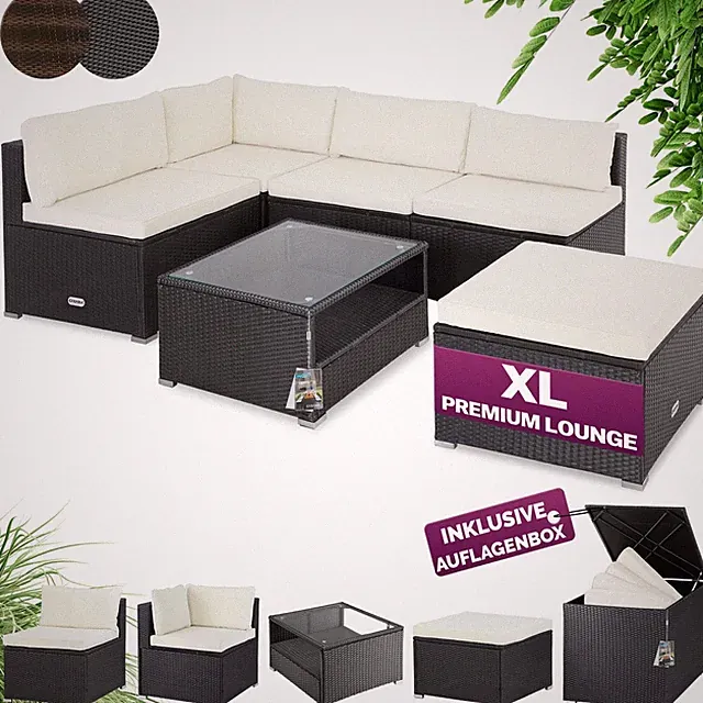 CASARIA® Gartenmöbel Set Lounge Polyrattan ️Wetterfest Sitzgruppe Ecksofa