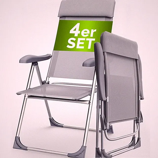 CASARIA® Gartenstuhl Hochlehner Klappstuhl 4er Set Alu Campingstuhl Klappbar