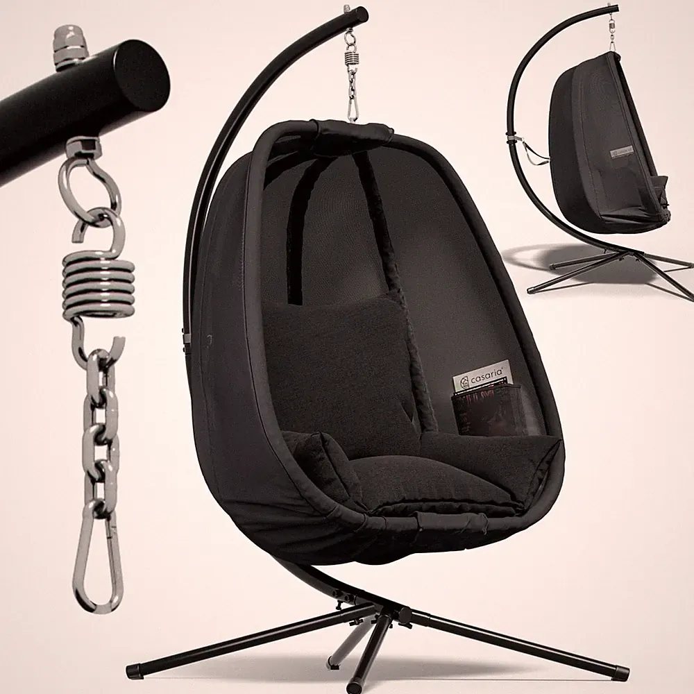 CASARIA® Hängesessel mit Gestell XXL Outdoor Wetterfest 150kg Hängestuhl