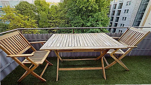 CASARIA Holz Gartenmöbel-Set 3-tlg. braun rechteckig, klappbar, 2 Sitze