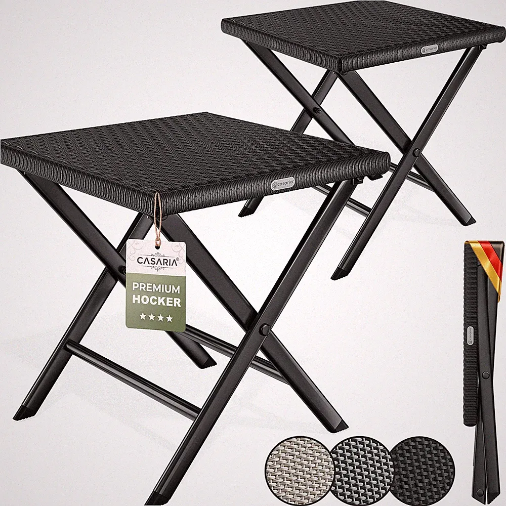 CASARIA® Klapphocker Polyrattan Klappbar Tisch Camping Angel Stuhl Sitz Hocker