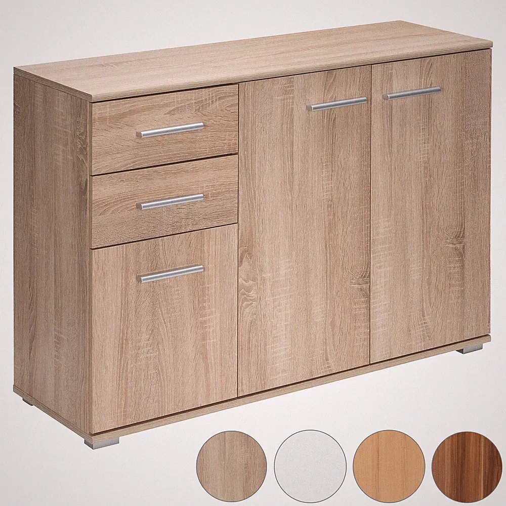 Casaria Kommode 2 Schubladen 3 Türen 107x75x35 cm Wohnzimmer Sideboard Anrichte