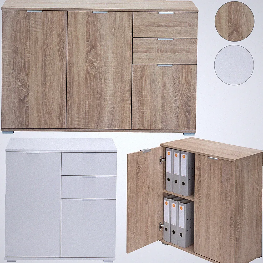 Casaria Kommode Schubladen Türen Holz Wohnzimmer Flur Sideboard Anrichte Schrank