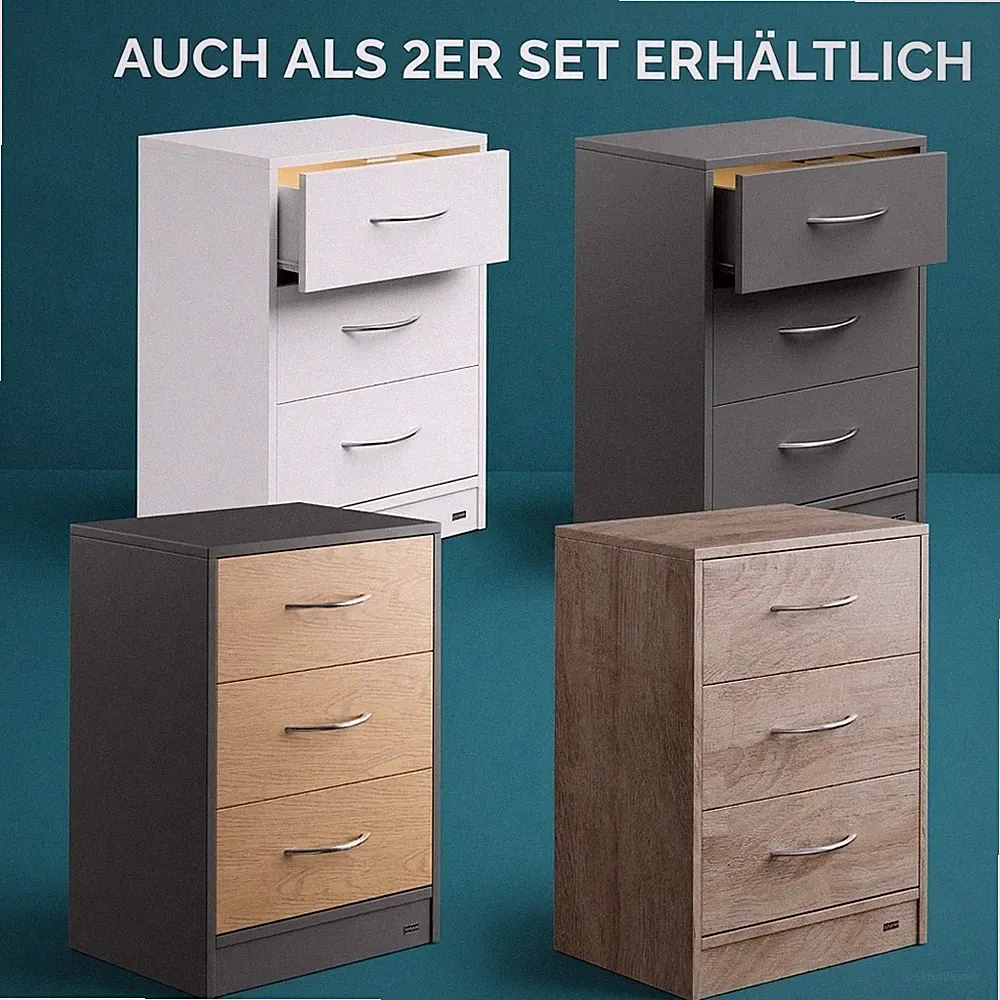 CASARIA® Nachttisch Kommode 54x39x28cm Schublade Holz Schlafzimmer Beistelltisch
