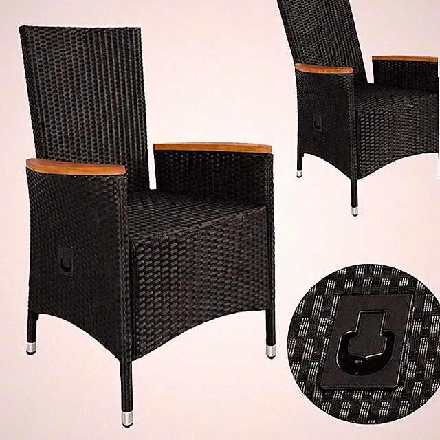 CASARIA® Polyrattan Gartenstuhl 2er Set Neiglehner Rückenlehne verstellbar