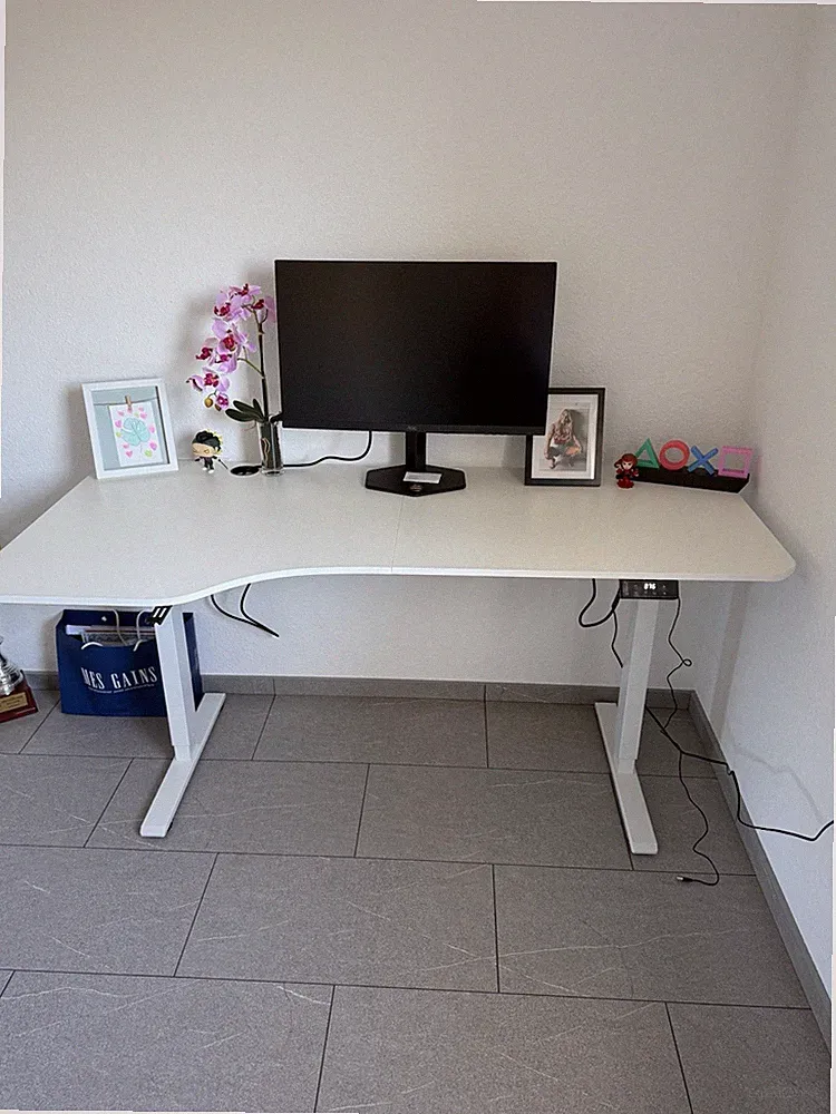 Casaria Schreibtisch, Höhenverstellbar Elektrisch 160x75cm L-Form LCD- Display