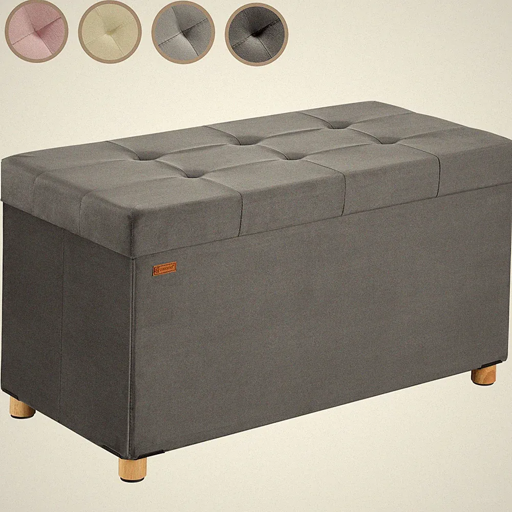 CASARIA® Sitzbank mit Stauraum Sitztruhe Sitzhocker Samt Faltbar 76x38cm Truhe