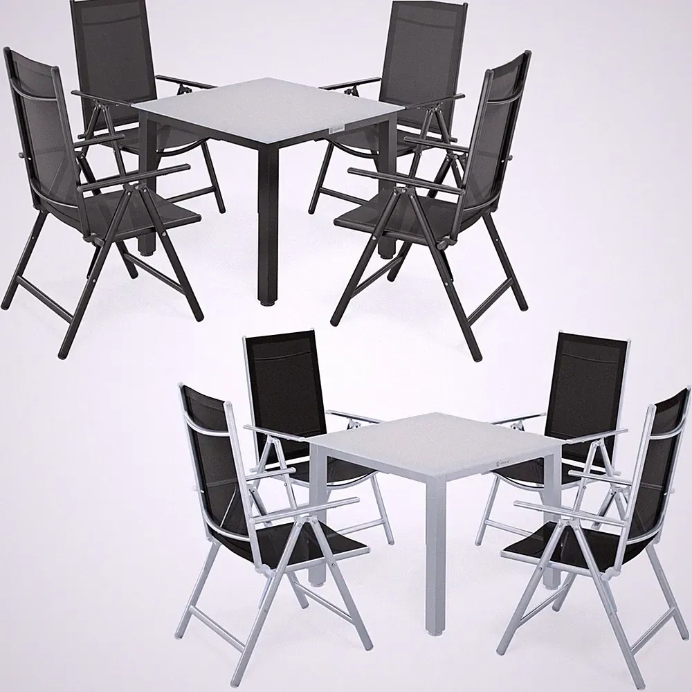 CASARIA® Sitzgruppe Alu Gartenmöbel Essgruppe Sitzgarnitur Garten Tisch Set
