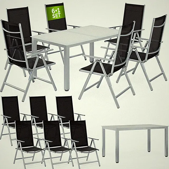CASARIA® Sitzgruppe Alu Sitzgarnitur Gartenmöbel Essgruppe Garten Tisch Set
