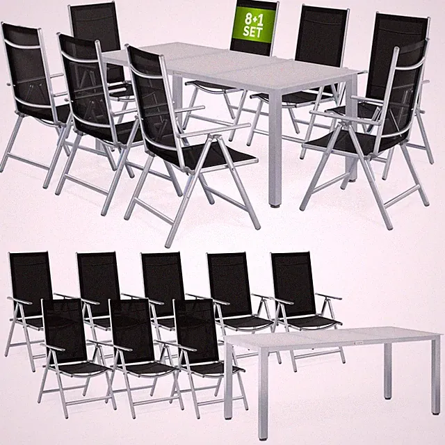 CASARIA® Sitzgruppe Sitzgarnitur Alu Gartenmöbel Essgruppe Garten Tisch Set