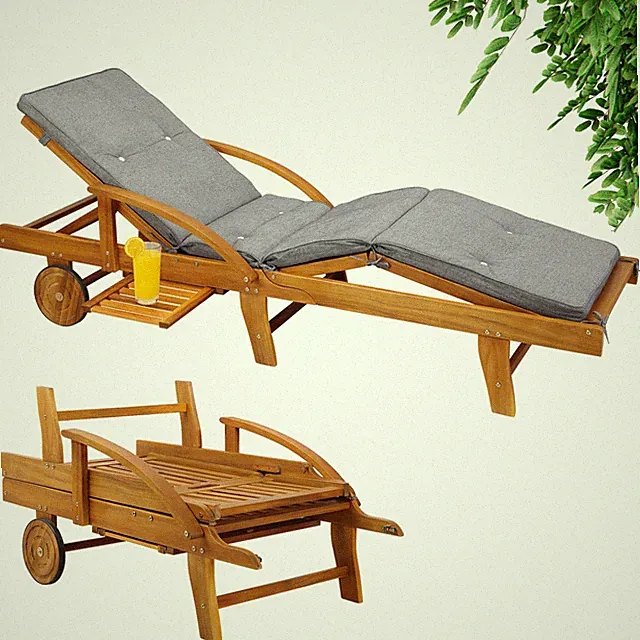 CASARIA® Sonnenliege Gartenliege Holz inkl. Auflage Klappbar Garten Liege Akazie
