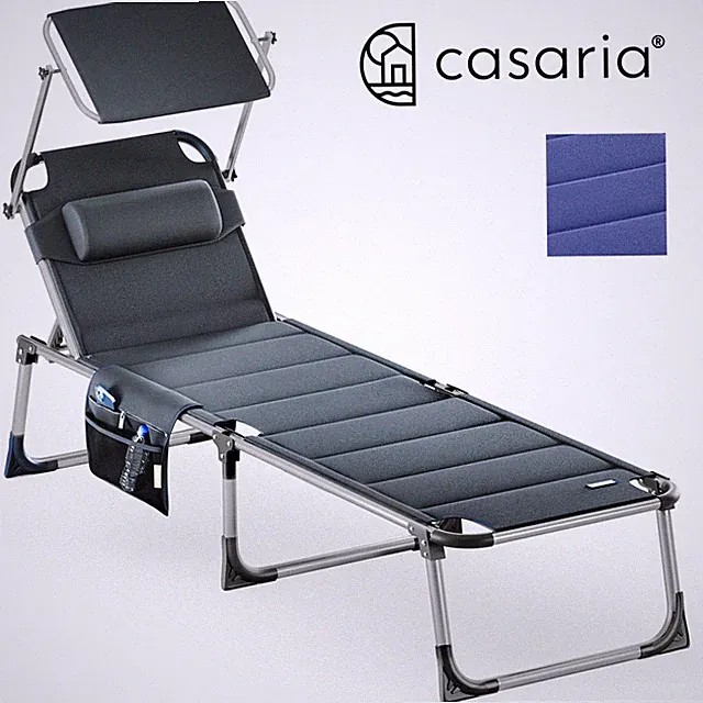 CASARIA® Sonnenliege Gartenliege Klappbar mit Dach Aluminium Liegestuhl XXL