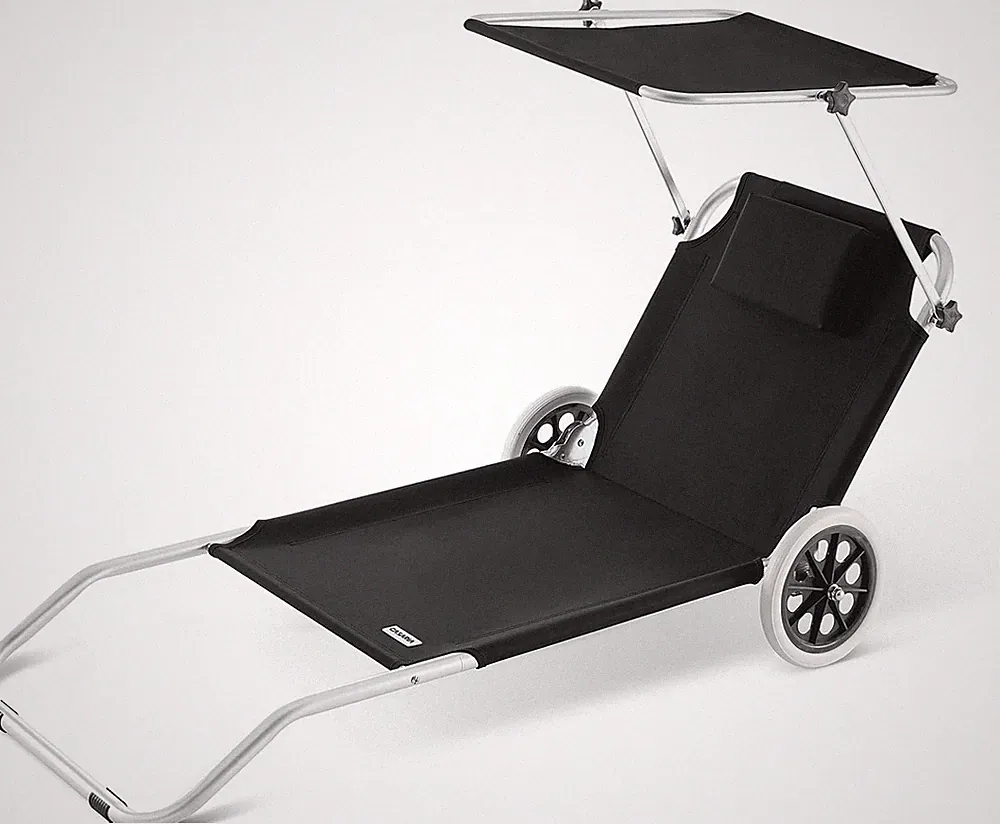 Casaria® Sonnenliege Klappbar Mit Dach Strandliege Mit Rollen Tasche Outdoor Kla