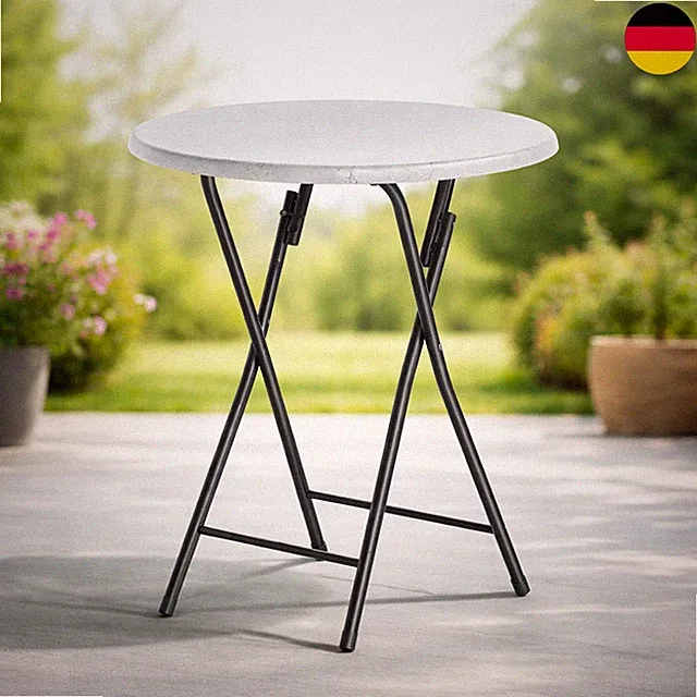 CASARIA® Stehtisch Bistrotisch Partytisch klappbar 110cm Holz Rund Weiß Garten