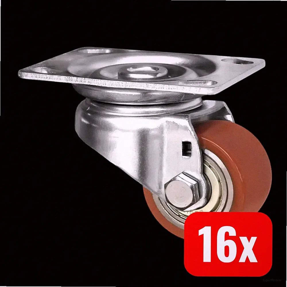 CASCOO Lenkrolle 50mm PU braun 150kg Möbelrolle Transportrolle Platte 16 STÜCK