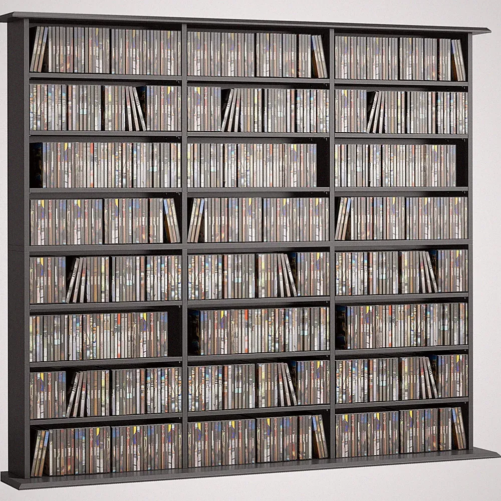 CD DVD Aufbewahrungsregal 145 x 24 x 126,3 cm Schwarz 24 Fächer