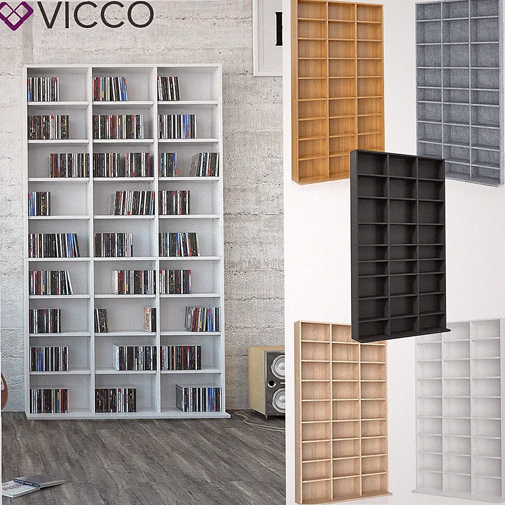 CD-Regal DVD Bluray Medienregal Standregal Regalwand Bücherregal Auswahl Vicco