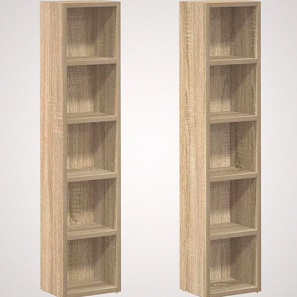 CD Regale 2 Stück Sonoma Eiche 21x16x93cm Holzwerkstoff 10 Fächer Schrank Regal