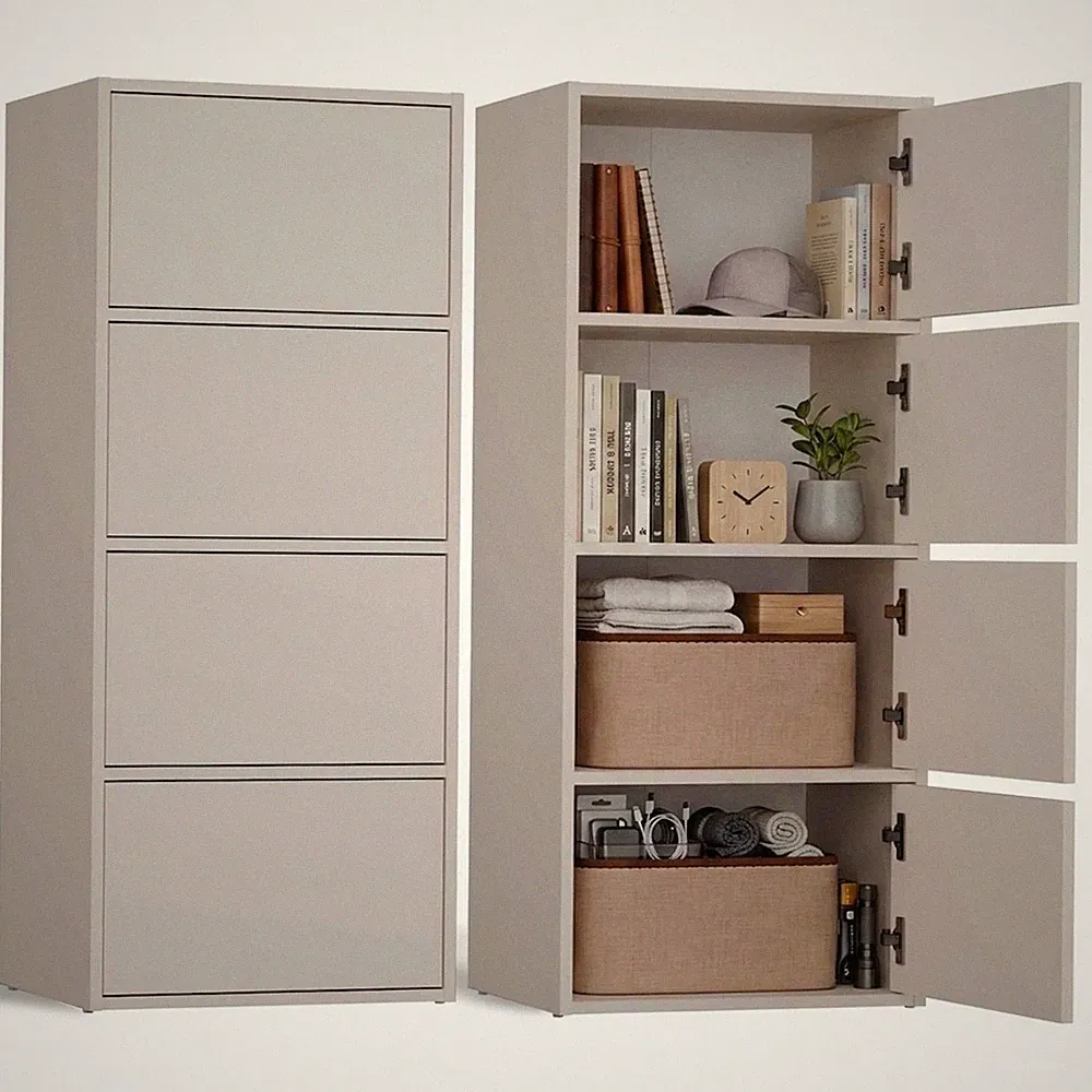 CDF Kommode Mehrzweckschrank 4 Türen Highboard Allzweckschrank Hochkommode