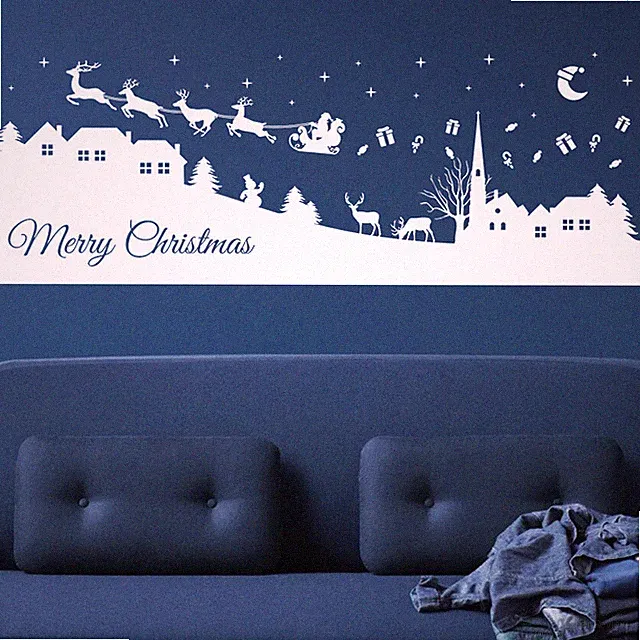 CENCAR SIGNS Weihnachts Fenster Sticker Vinyl Landschaft Santa Art Deco