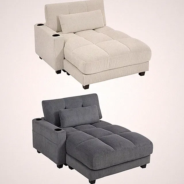 Chaiselongue 2 Sitzer Schlafsofa 114 x 147 cm mit Becherhalter