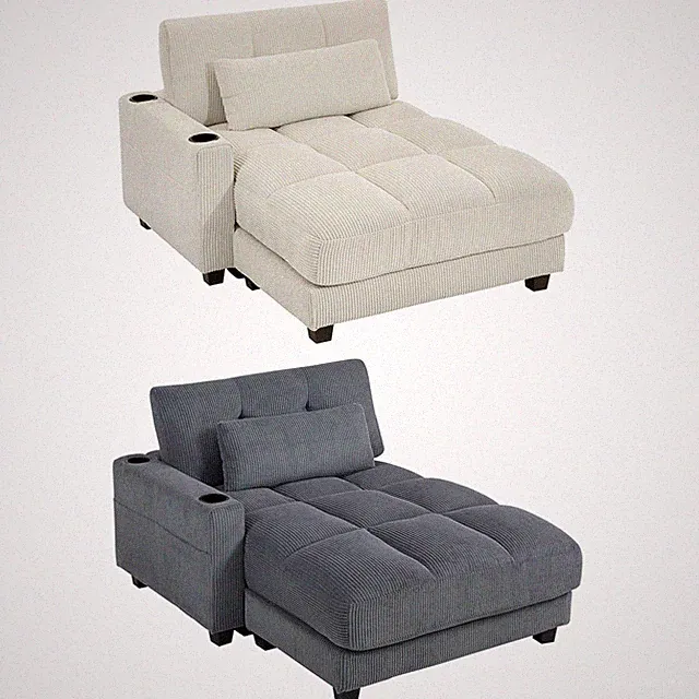 Chaiselongue 2 Sitzer Schlafsofa 114 x 147 cm mit Becherhalter