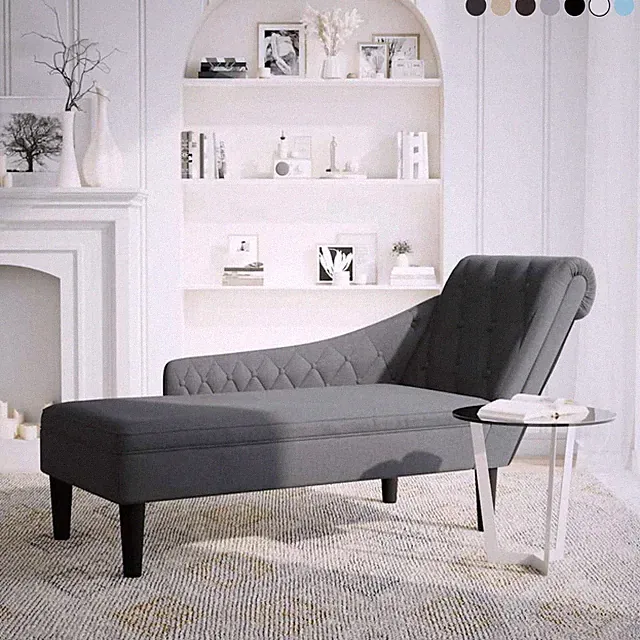 Chaiselongue mit Kissen Armlehne Stoff Recamiere Indoor Lounge Sofa Polsterliege