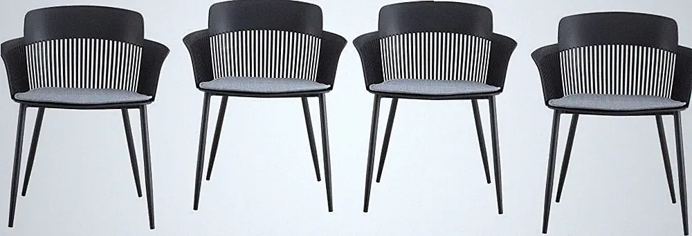 CHARLOTTE PP-Stuhl mit Kissen 4er Set Schwarz von DESIGNlink