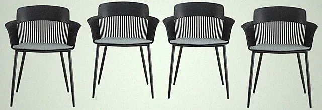 CHARLOTTE PP-Stuhl mit Kissen 4er Set Schwarz von DESIGNlink